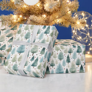 Weihnachtsbäume und Sterne Moderne Weihnachten Geschenkpapier