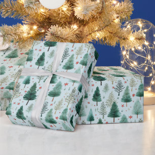 Weihnachtsbäume und Sterne Moderne Weihnachten Geschenkpapier
