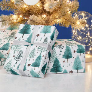 Weihnachtsbäume und Sterne Moderne Weihnachten Geschenkpapier