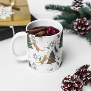 Weihnachtsbäume und Tiger Muster Kaffeetasse