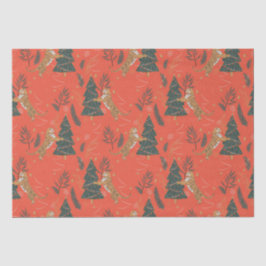 Weihnachtsbäume und Tigermuster auf Orangengras Seidenpapier