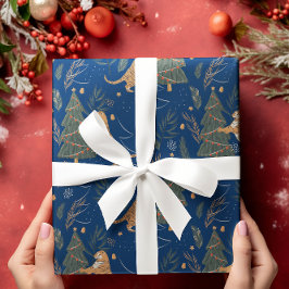 Weihnachtsbäume und Tigermuster Geschenkpapier