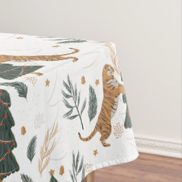 Weihnachtsbäume und Tigermuster Tischdecke