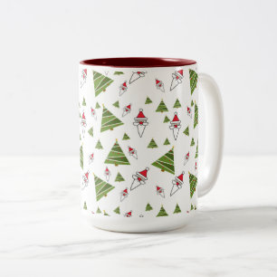 Weihnachtsbäume und Weihnachtsmann Zweifarbige Tasse