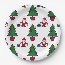 Weihnachtsbäume und Weihnachtsmuster Pappteller
