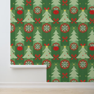 Weihnachtsbäume und Ziermuster Tapete