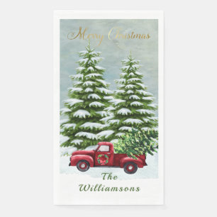 Weihnachtsbäume Vintage Getränkeküste Serviette