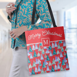 Weihnachtsbäume Wasserfarbe Mit Monogramm Tasche