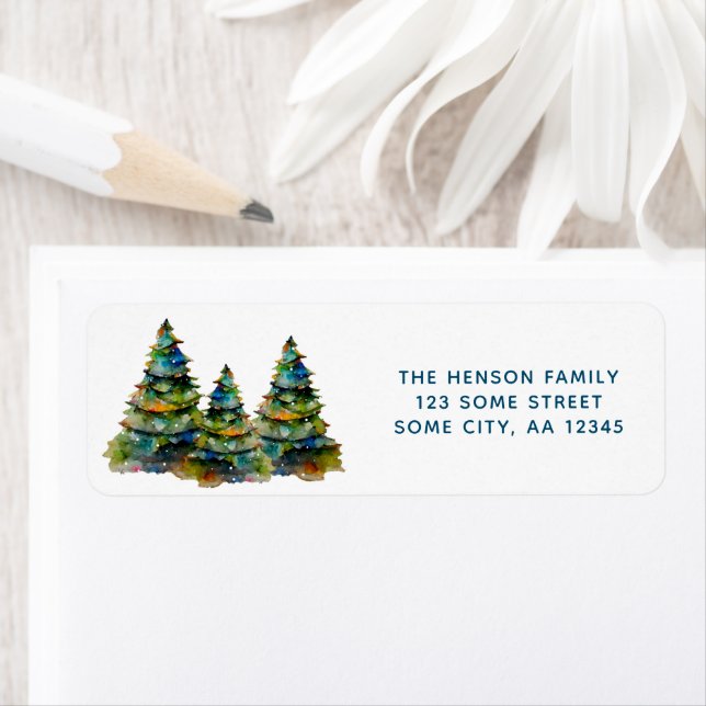 Weihnachtsbäume Wasserfarbe Rücksendeadresse (Insitu)