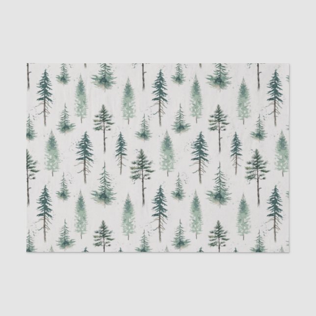 Weihnachtsbäume Wasserfarbe Weihnachtsmuster Seidenpapier (Vorderseite)