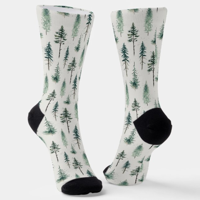 Weihnachtsbäume Wasserfarbe Weihnachtsmuster Socken (Gewinkelt)