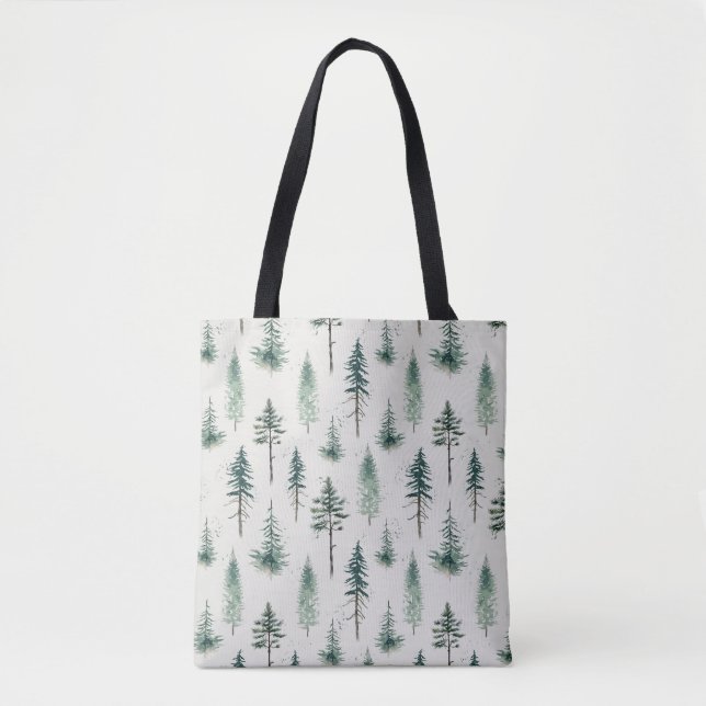 Weihnachtsbäume Wasserfarbe Weihnachtsmuster Tasche (Vorderseite)