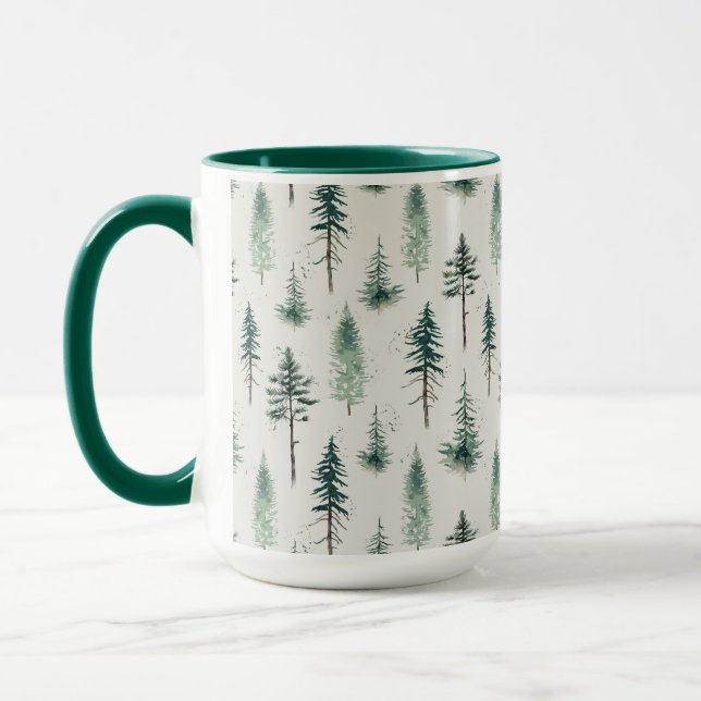 Weihnachtsbäume Wasserfarbe Weihnachtsmuster Tasse (Links)
