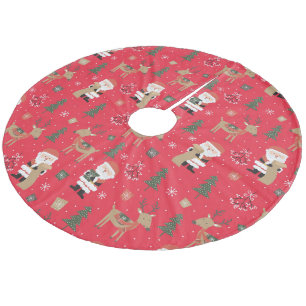 Weihnachtsbäume, Weihnachtsmann und Rudolph Fleece Weihnachtsbaumdecke