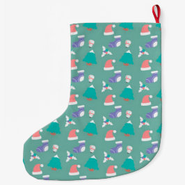 Weihnachtsbäume, Weihnachtsmann und Schneemänner Großer Weihnachtsstrumpf
