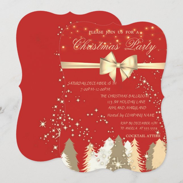 Weihnachtsbäume, WeihnachtsParty Red Company Einladung (Vorne/Hinten)