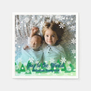 Weihnachtsbäume Weiße Schneeflocken Freude an der  Serviette