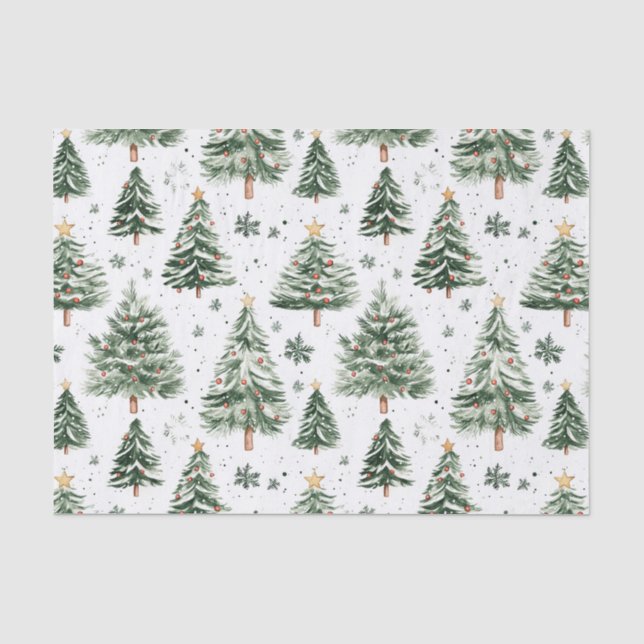 Weihnachtsbaume Whimsikisches Muster Seidenpapier (Vorderseite)