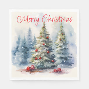 Weihnachtsbäume Winterschneelandschaft Serviette
