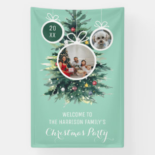 Weihnachtsbäume Xmas Bälle formen zwei Fotos grün Banner