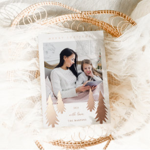 Weihnachtsbäume zwei Fotos Folien Feiertagskarte