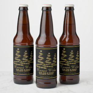 Weihnachtsbaumen aus festlichem Gold - Warmste Wü Bierflaschenetikett