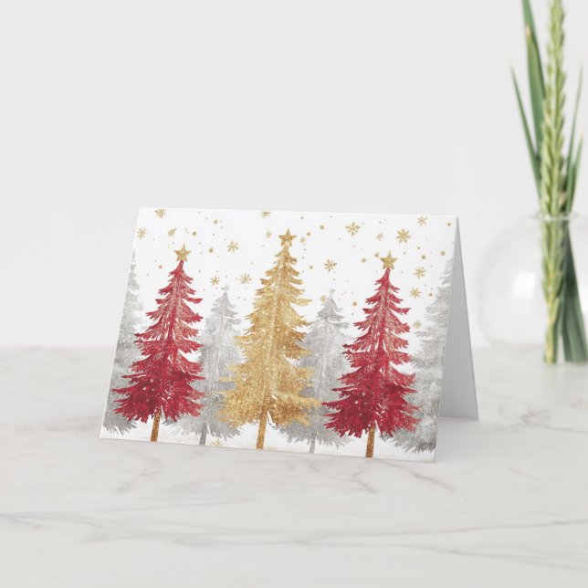 Weihnachtsbaumen aus Silber und Gold Karte (Vorderseite)