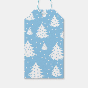 Weihnachtsbaumen Blaues Muster Geschenkanhänger