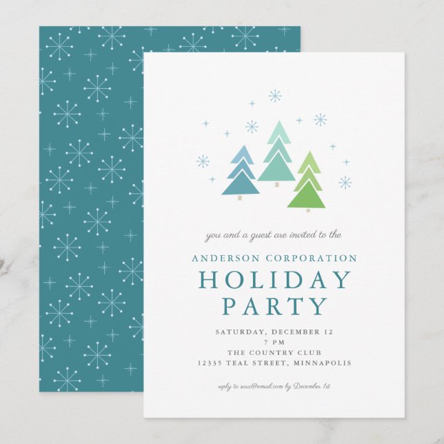Weihnachtsbaumen | Business Holiday Party Einladung (Vorne/Hinten)
