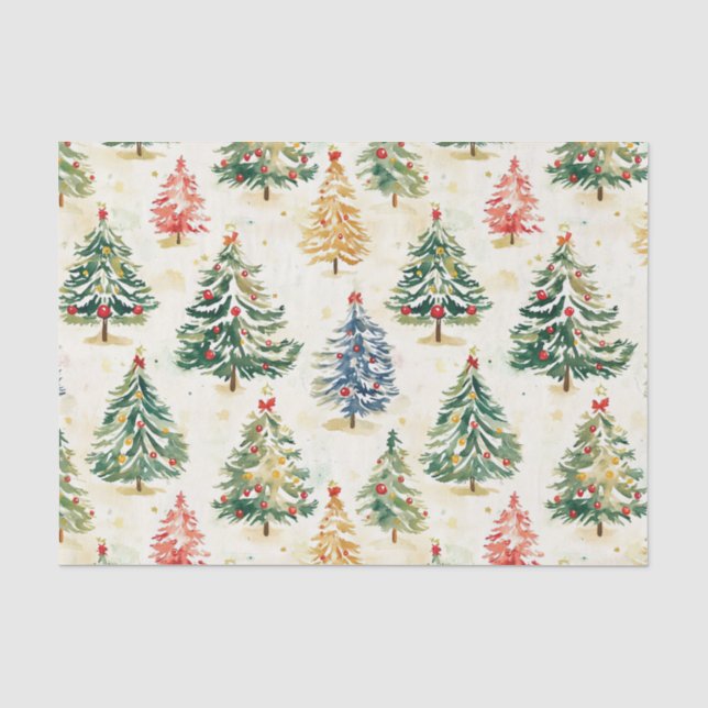 Weihnachtsbaumen Farbenfrohe Muster Seidenpapier (Vorderseite)