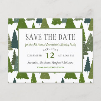 Weihnachtsbaumen | Feiertag Save the Date Ankündigungspostkarte