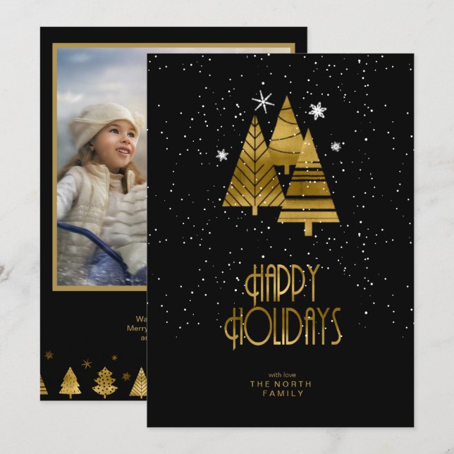 Weihnachtsbaumen Fotovorlage V2 Gold ID863 Ankündigung (Vorne/Hinten)