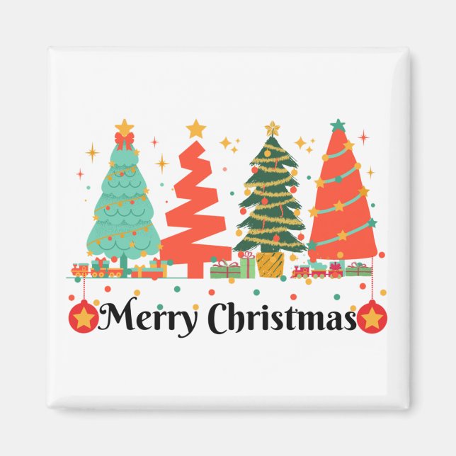 Weihnachtsbaumen frohe Weihnachten Magnet (Vorne)