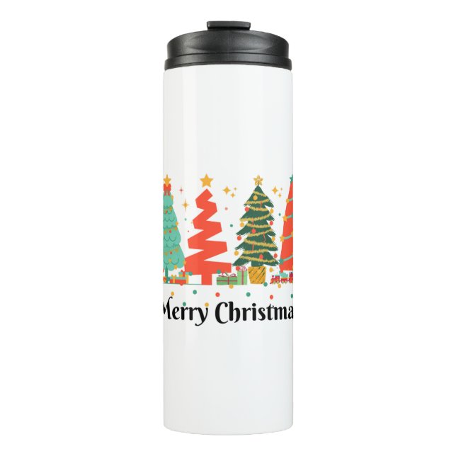 Weihnachtsbaumen frohe Weihnachten Thermosbecher (Vorderseite)