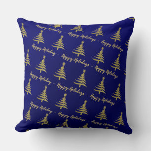 Weihnachtsbaumen Gold auf blau Kissen