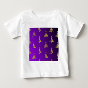 Weihnachtsbaumen Gold auf Lila Baby T-shirt