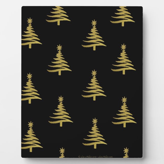 Weihnachtsbaumen Gold auf schwarz Fotoplatte (Vorderseite)