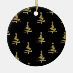 Weihnachtsbaumen Gold auf schwarz Keramik Ornament