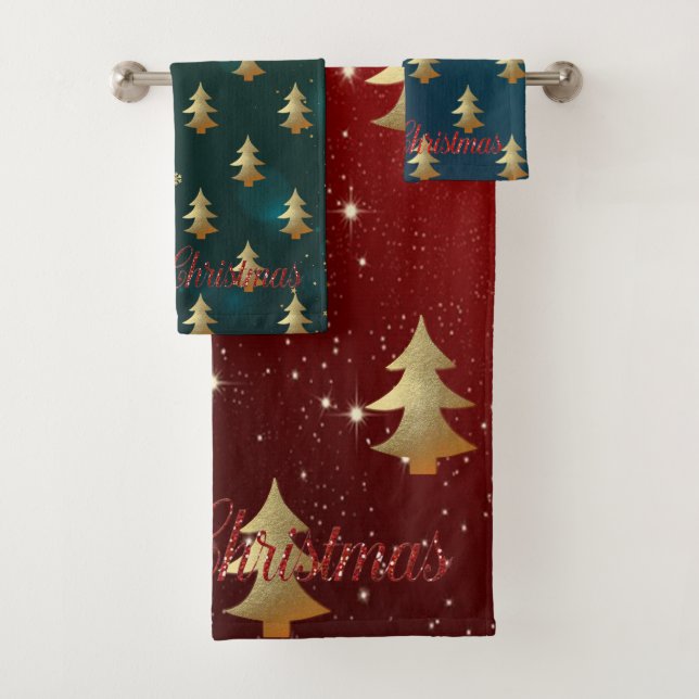 Weihnachtsbaumen - Gold Weihnachtsbaume Badhandtuch Set (Insitu)