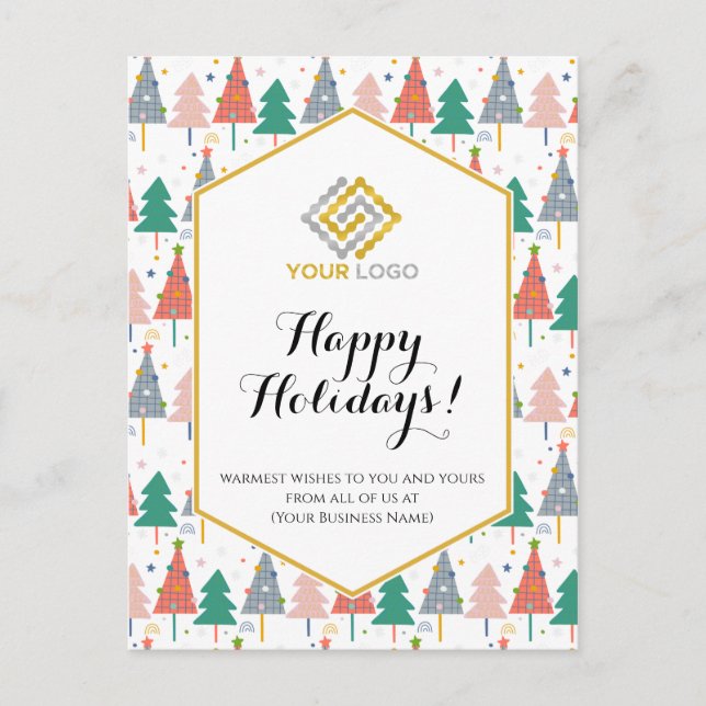 Weihnachtsbaumen Holiday Modern Logo Business Postkarte (Vorderseite)