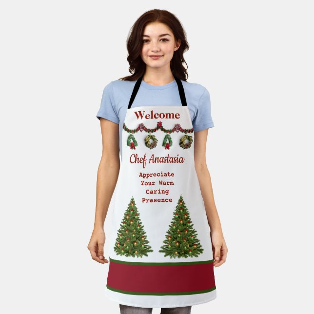 Weihnachtsbaumen Koch Ferienaufwertung Custom Schürze (Getragen)