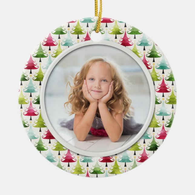 Weihnachtsbaumen Multicolor Foto Keramikornament (Vorne)