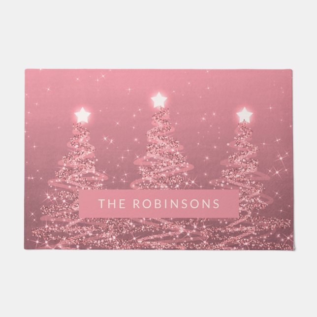 Weihnachtsbaumen Rose Goldene Familienname  Fußmatte (Vorderseite)