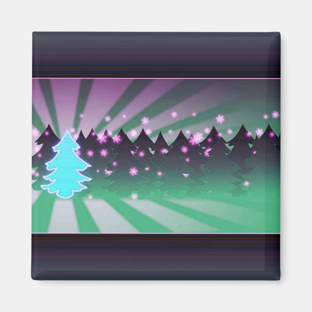 Weihnachtsbaumen Schatten von Grün Magnet (Vorne)