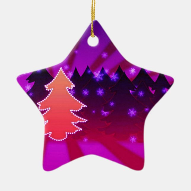 Weihnachtsbaumen Schattierungen von Lila Keramik Ornament (Vorne)