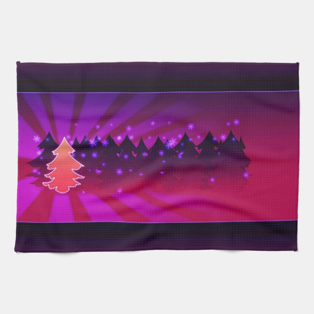 Weihnachtsbaumen Schattierungen von Lila Küchentuch (Horizontal)