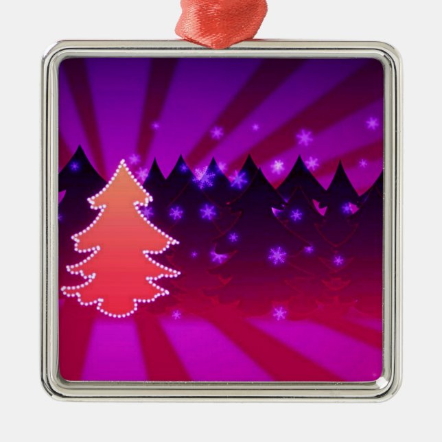 Weihnachtsbaumen Schattierungen von Lila Silbernes Ornament (Vorne)