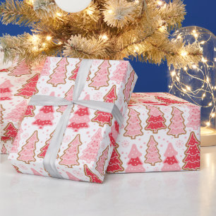 Weihnachtsbaumen Schneeflocken Polka Dots Weihnach Geschenkpapier