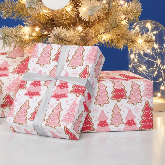 Weihnachtsbaumen Schneeflocken Polka Dots Weihnach Geschenkpapier (Feiertage)