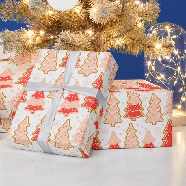Weihnachtsbaumen Schneeflocken Polka Dots Weihnach Geschenkpapier (Feiertage)